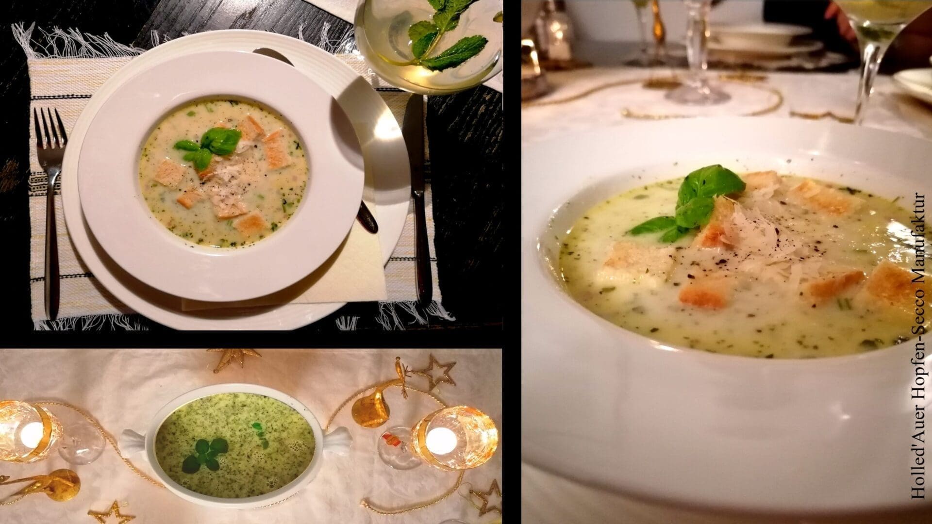 Kräutersuppe dazu einen Hopfen Secco